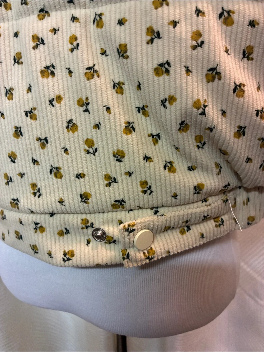 Altar'd State Cream Quilted Floral Puffer Vest
